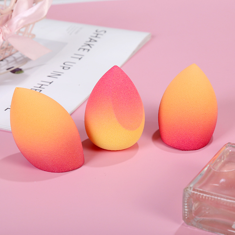 跨境新款多彩漸變色美妝蛋干濕兩用美妝工具親水性非乳膠美妝蛋