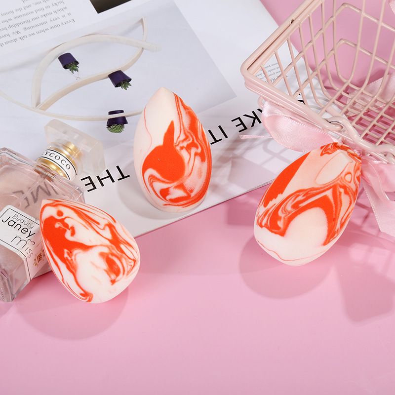 定制親水性非乳膠美妝蛋 軟彈斜切三文魚水滴葫蘆 美妝蛋批量加工